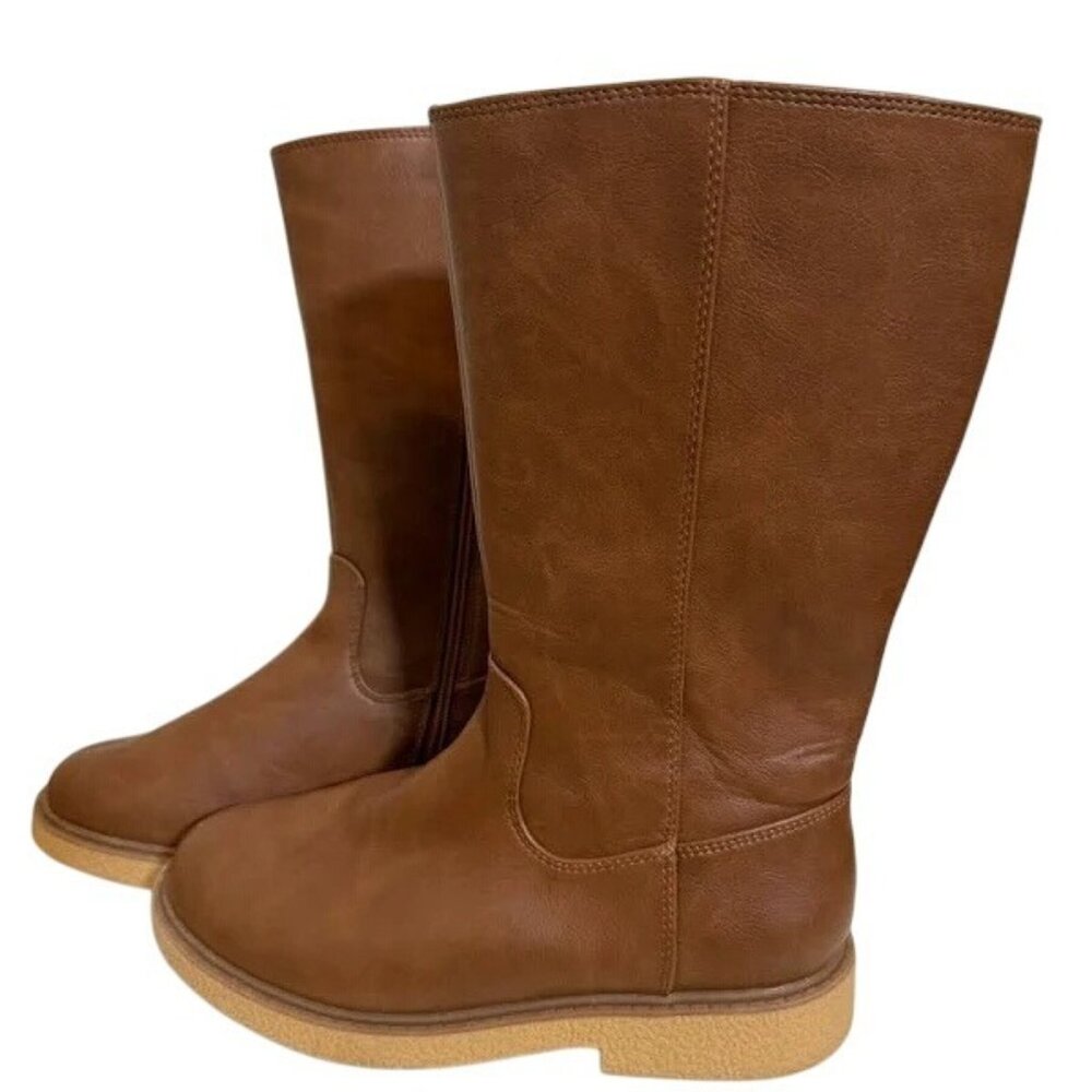 Cat & Jack Girls Alaina Brown Mid-Calf‎ Size 4 Faux Leather Boots NWOT